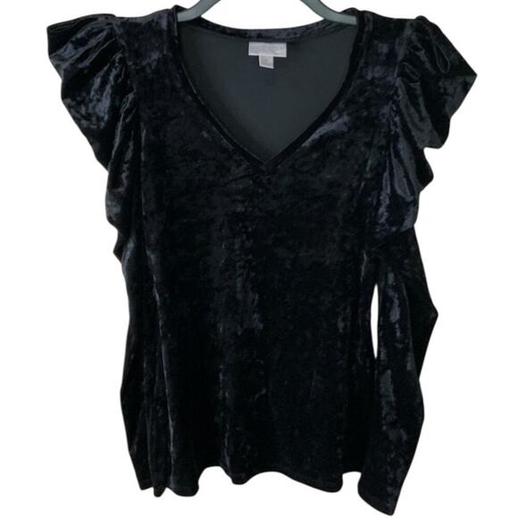 Bisou Bisou Michele Bohbot Vintage Shirt Womens M Long Sleeve Ruffled Cap Velvet - Picture 6 of 8